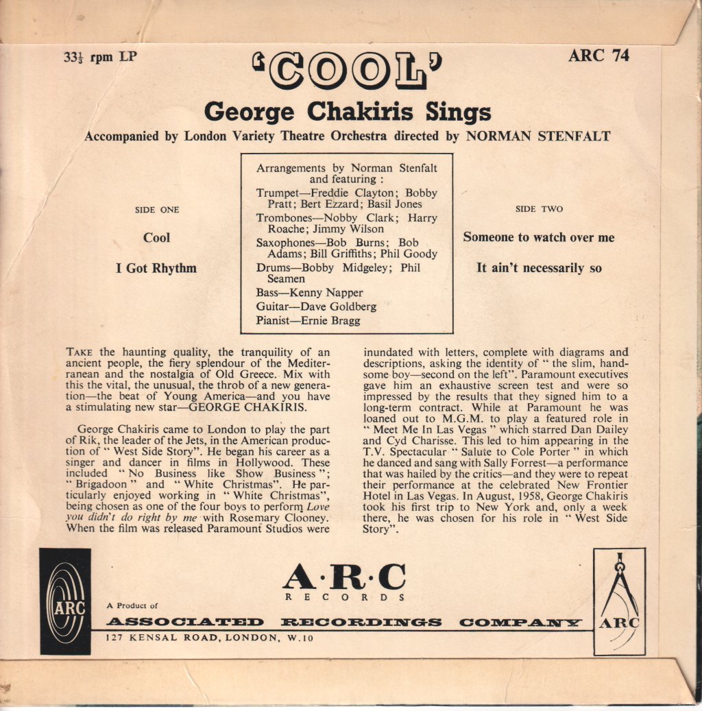 George Chakiris - Cool - 7 Inch