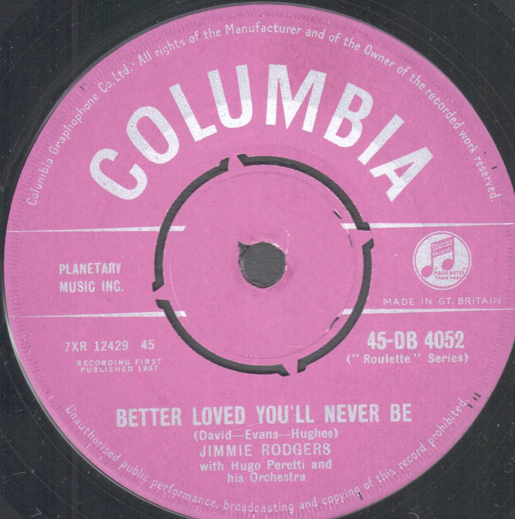 Jimmie Rodgers - Kisses Sweeter Than Wine - 7 Inch