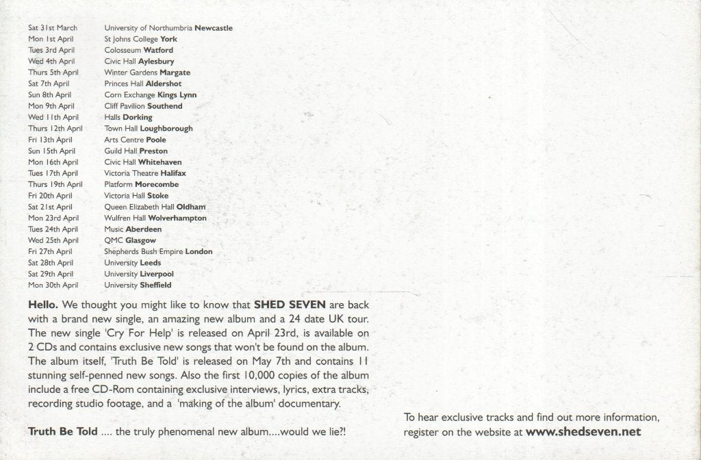 Shed Seven - truth be told - Card