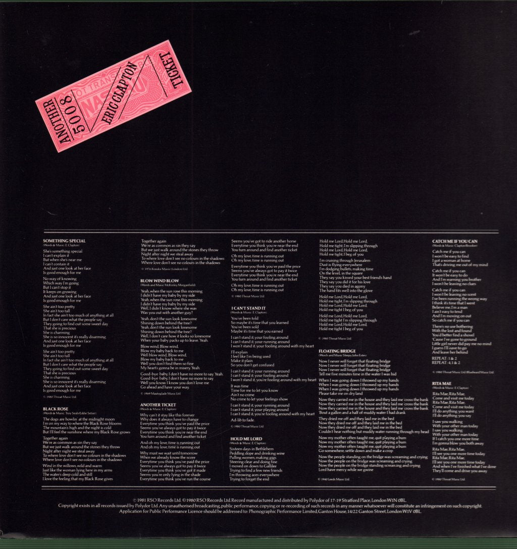 Eric Clapton - Another Ticket - Lp