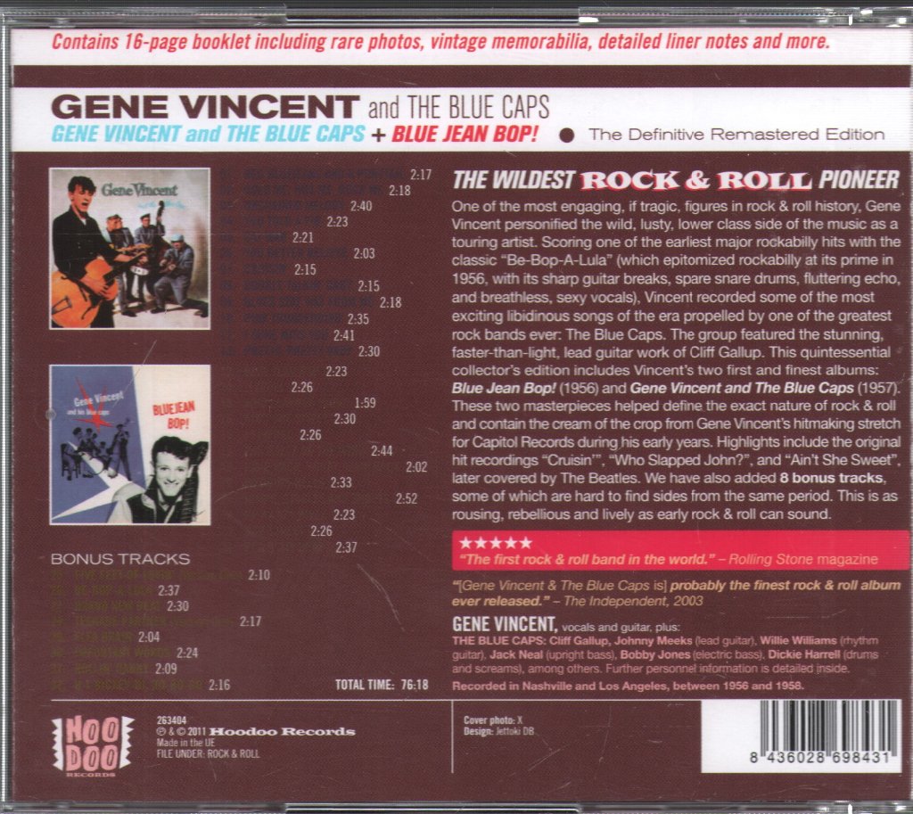 Gene Vincent - Gene Vincent And The Blue Caps + Bluejean Bop! - Cd