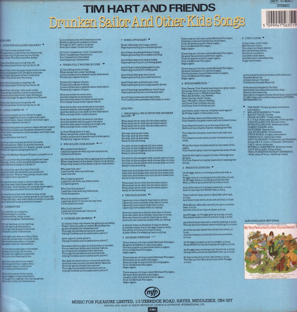 Tim Hart And Friends - Drunken Sailor And Other Kids Songs - Lp