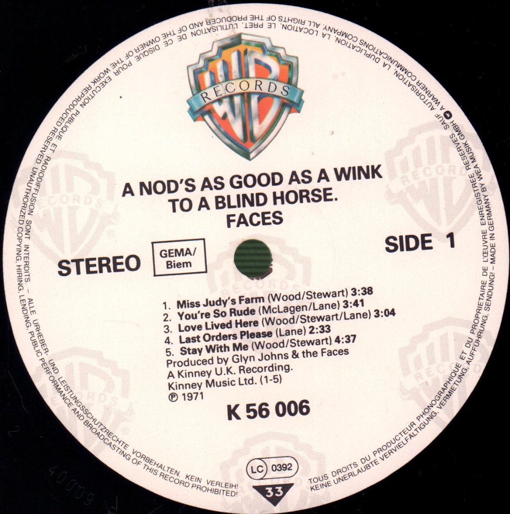 Faces - A Nod's As Good As A Wink - Lp