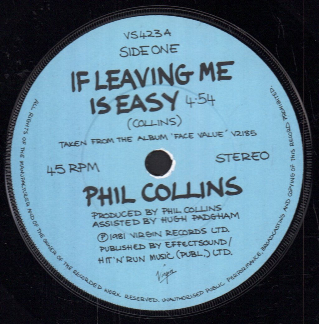 Phil Collins - If Leaving Me Is Easy - 7 Inch