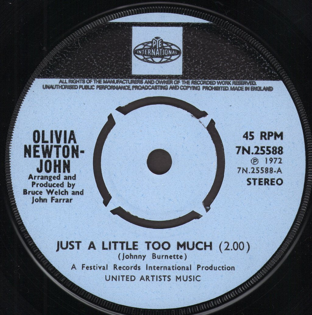 Olivia Newton John - Just A Little Too Much - 7 Inch
