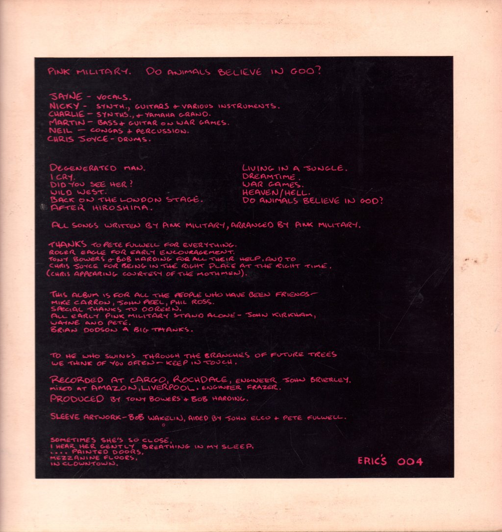 Pink Military - Do Animals Believe In God - Lp