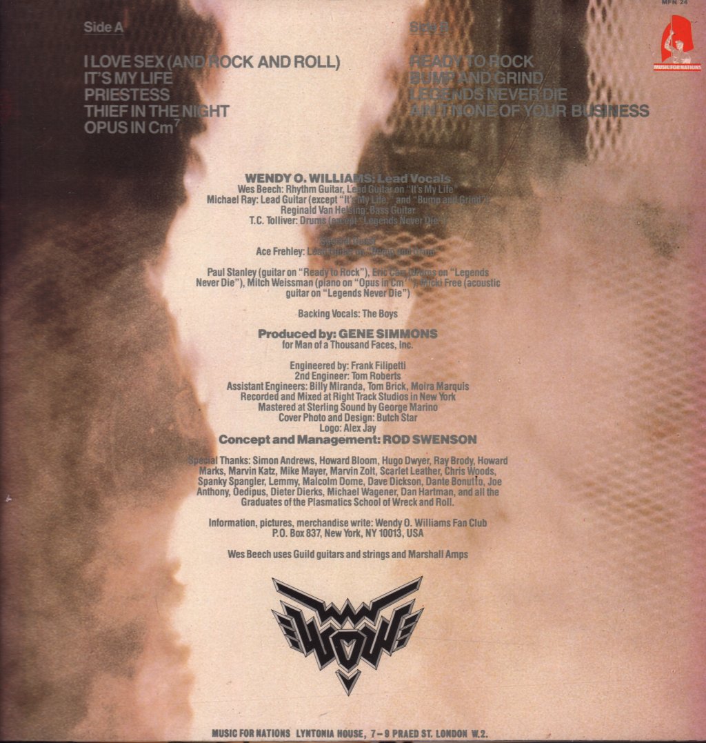 Wendy O'Williams - Wow - Lp
