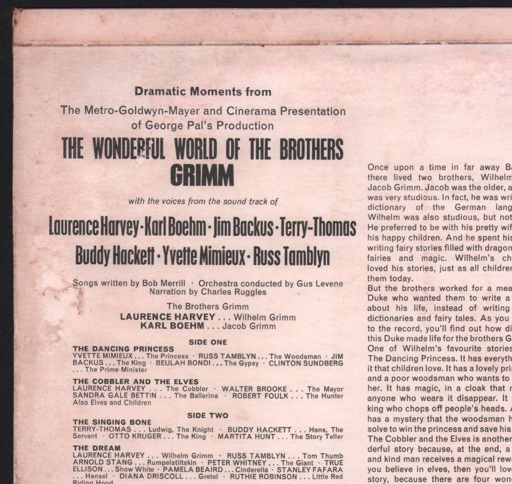 Laurence Harvey / Karl Boehm / Jim Backus / Terry Thomas / Buddy Hackett - Wonderful World Of The Brothers Grimm - Lp