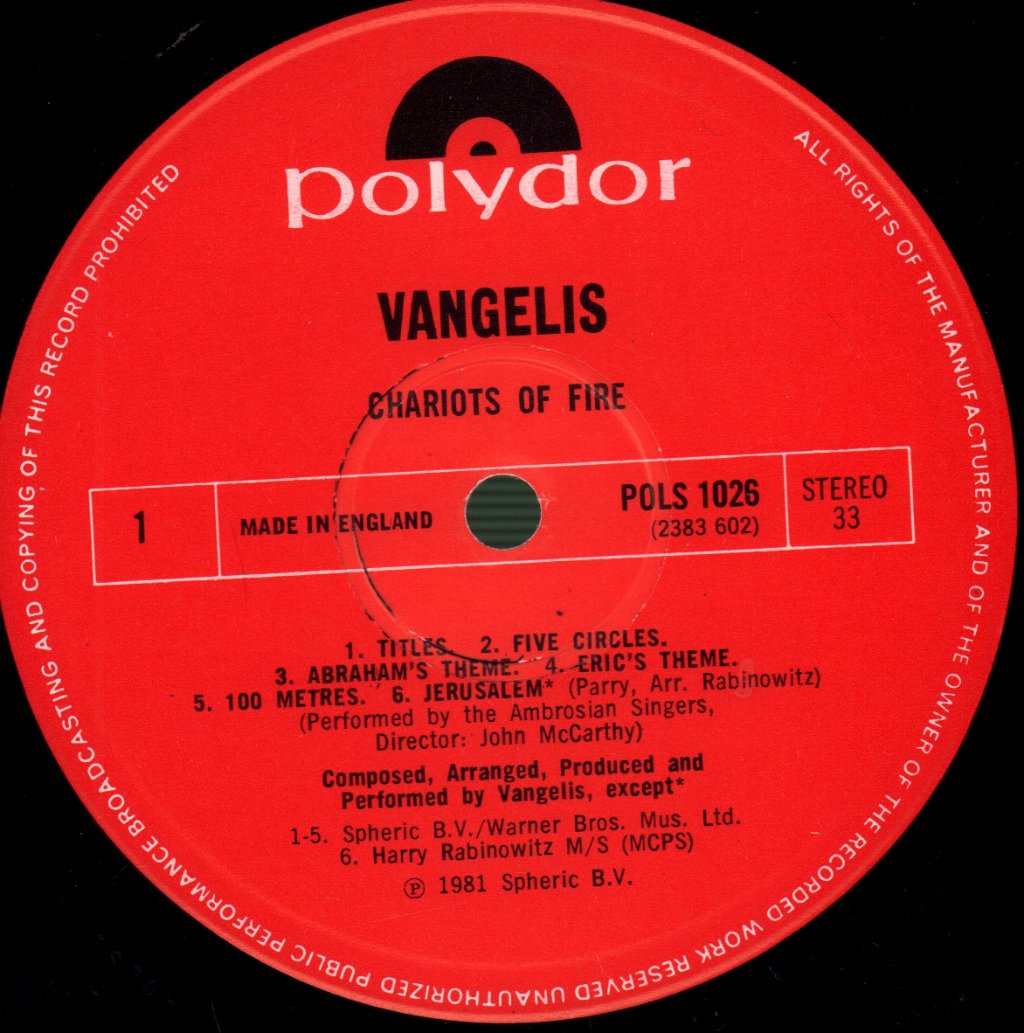 Vangelis - Chariots Of Fire - Lp