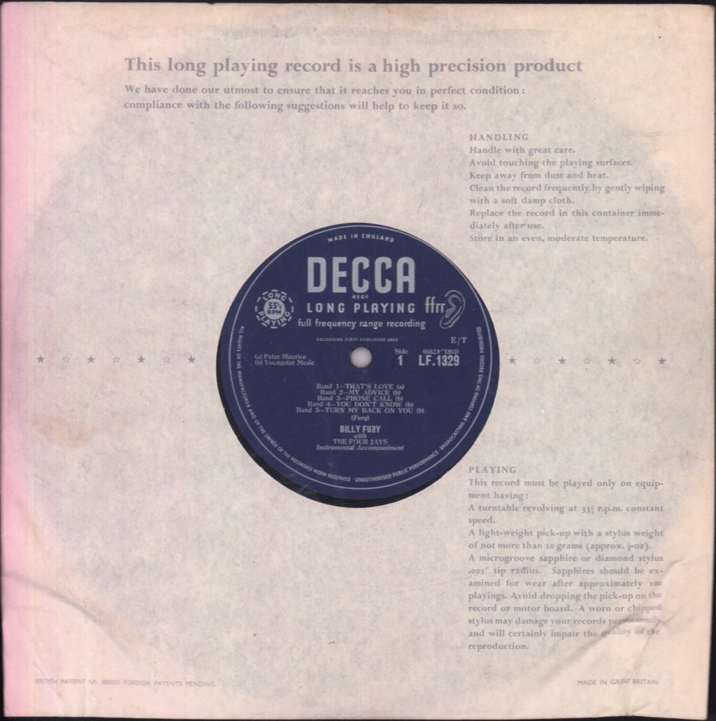 Billy Fury with the Four Jays - Sound Of Fury - 10 Inch