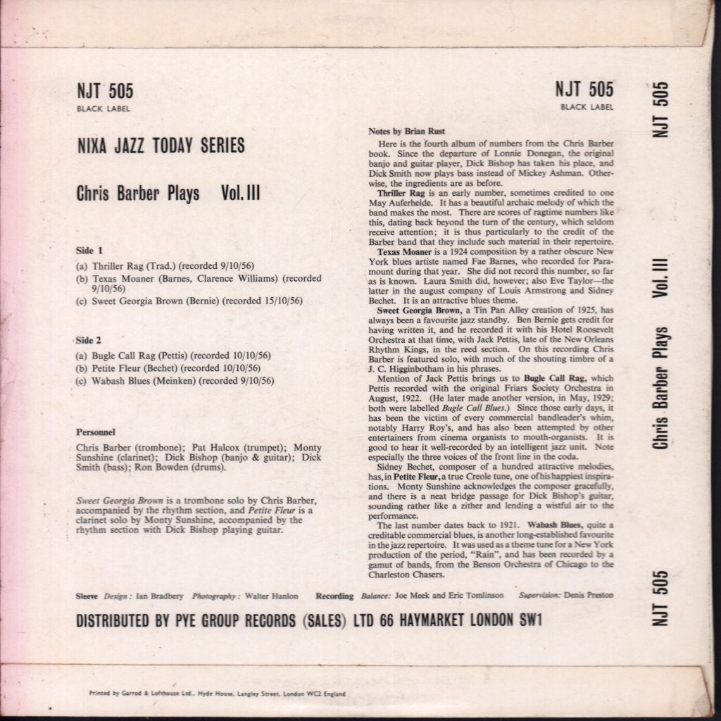 Chris Barber - Plays Volume 3 - 10 Inch