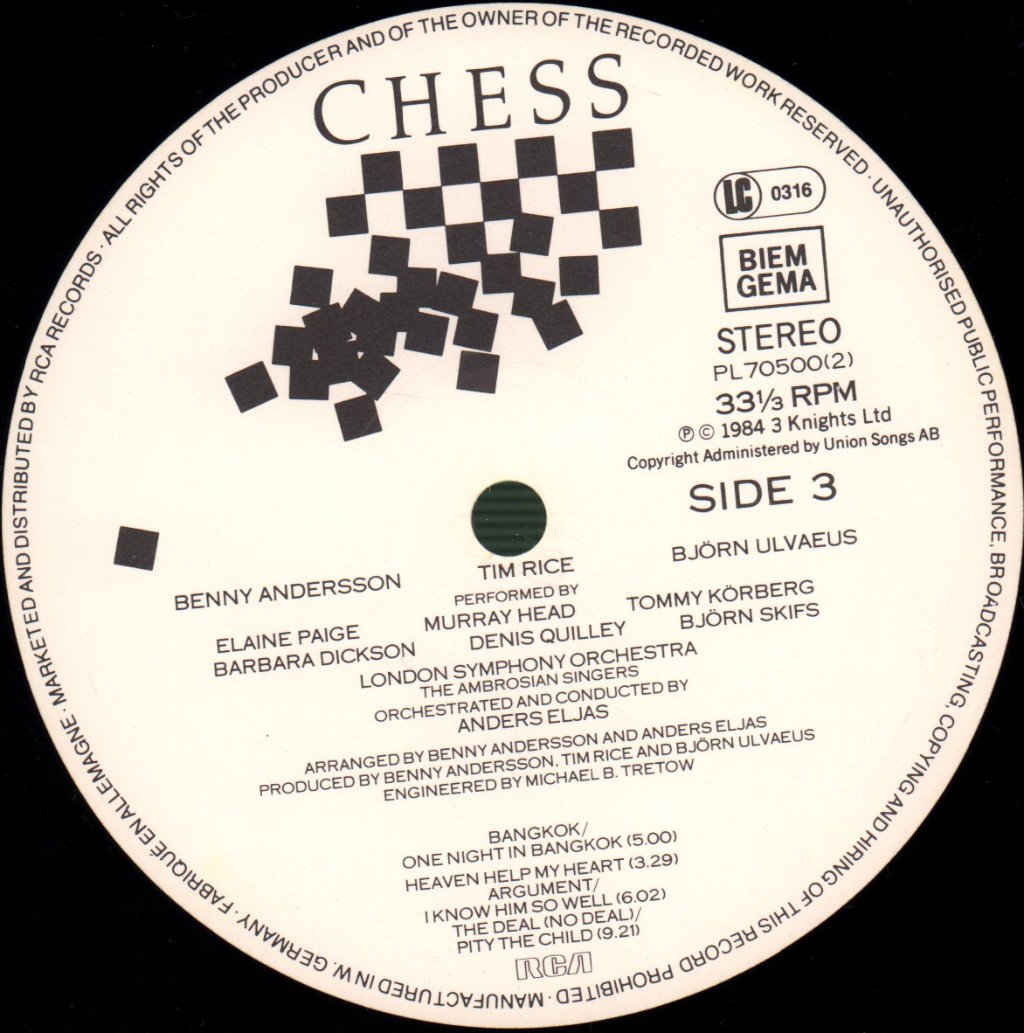 Various Artists - Chess (The Musical) - Double Lp