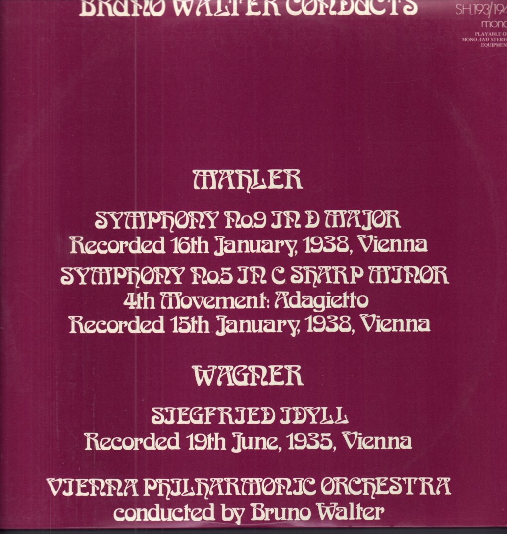 Vienna Philharmonic Orchestra - mahler Symphony No. 9 In D Major - Double Lp