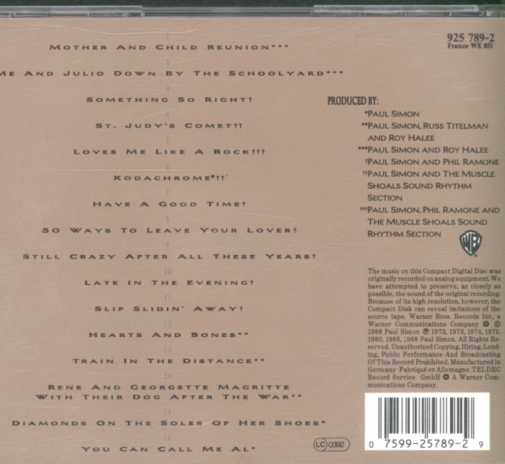 Paul Simon - Negotiations And Love Songs 1971-1986 - Cd