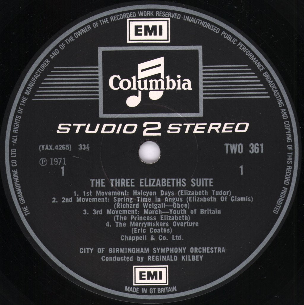 City Of Birmingham Symphony Orchestra / Reginald Kilbey - Eric Coates - Three Elizabeths - Lp