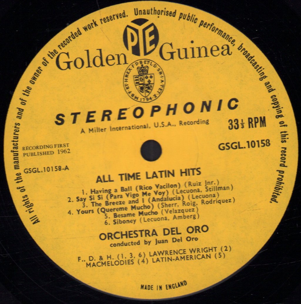 Orchestra Del Oro - All Time Latin Dance Hits - Lp