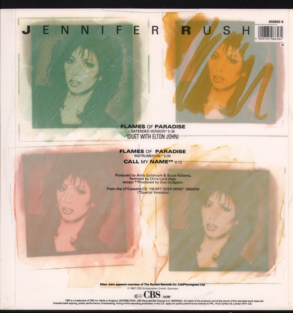 Jennifer Rush Duet With Elton John - Flames Of Paradise - 12 Inch