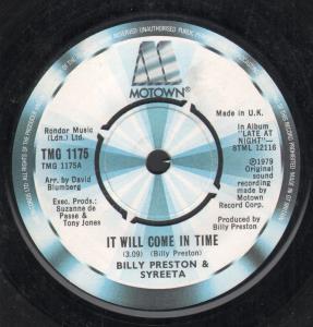 Billy Preston And Syreeta - It Will Come In Time - 7 Inch