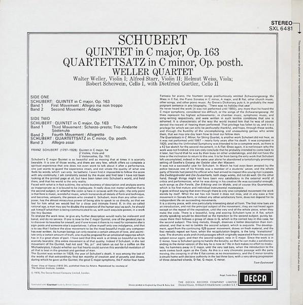 Weller Quartet - Schubert Quintet In C Major - Lp