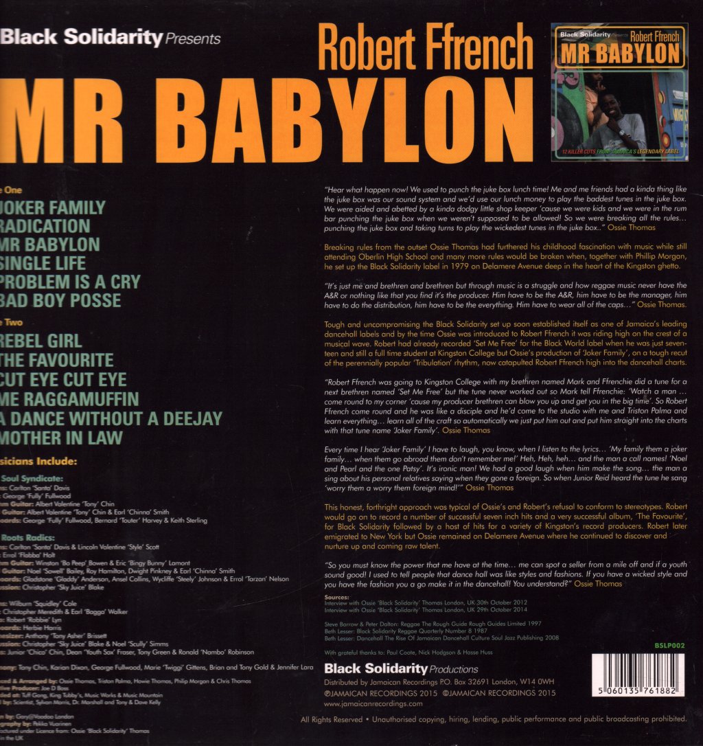 Robert Ffrench - Black Solidarity Presents Mr Babylon - Lp