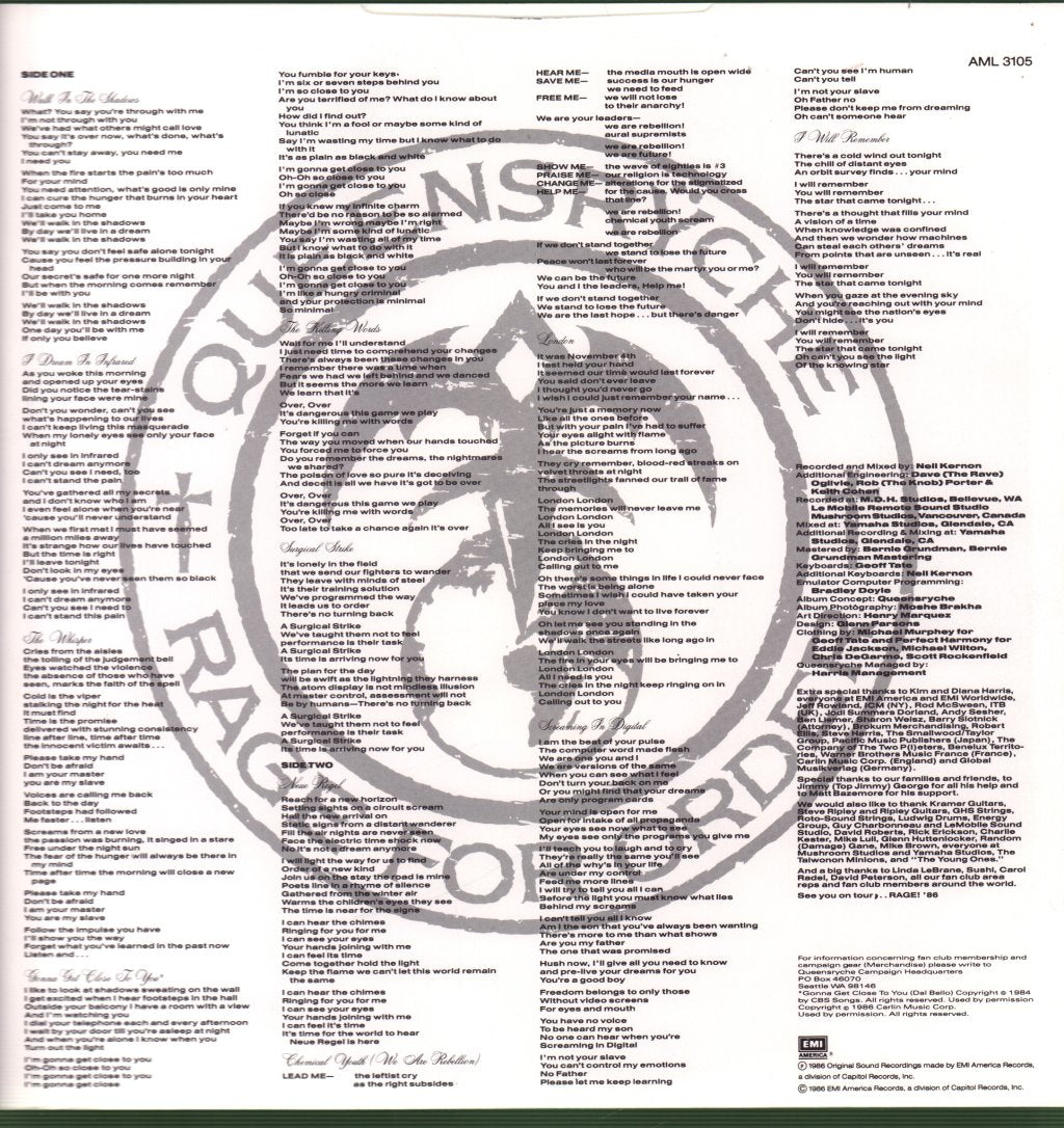 Queensryche - Rage For Order - Lp