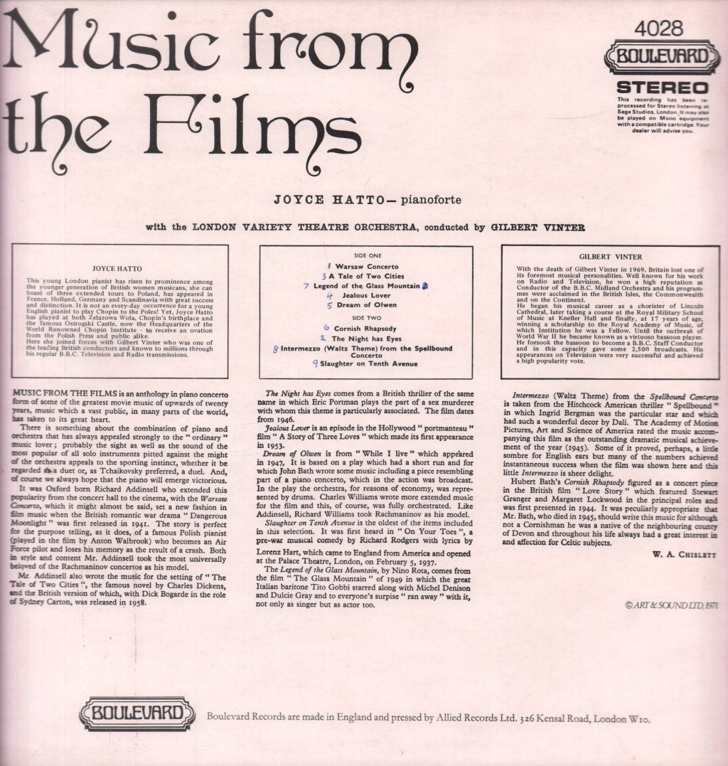 Joyce Hatto - Music From The Films - Volume 1 - Lp
