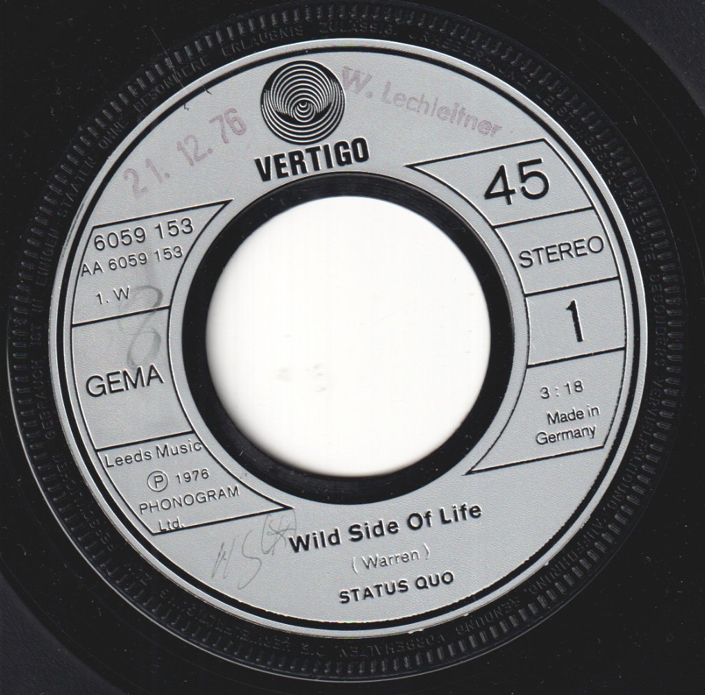 Status Quo - Wild Side Of Life - 7 Inch