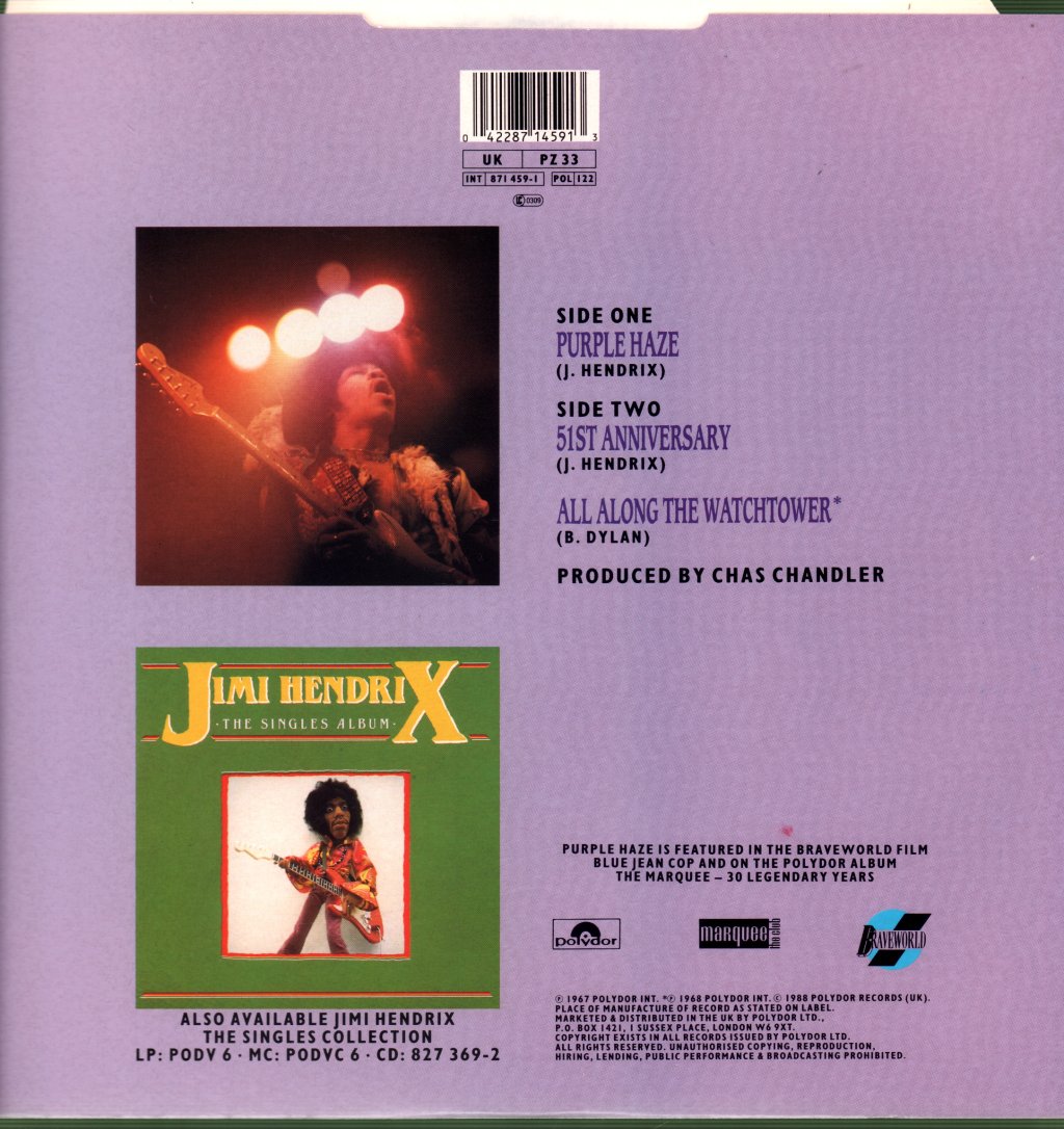 Jimi Hendrix - Purple Haze - 12 Inch