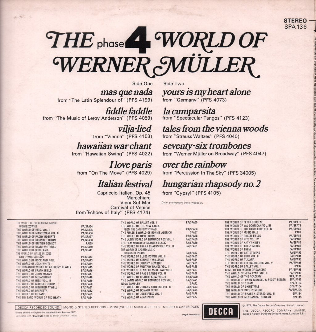 Werner Muller - Phase 4 World Of - Lp