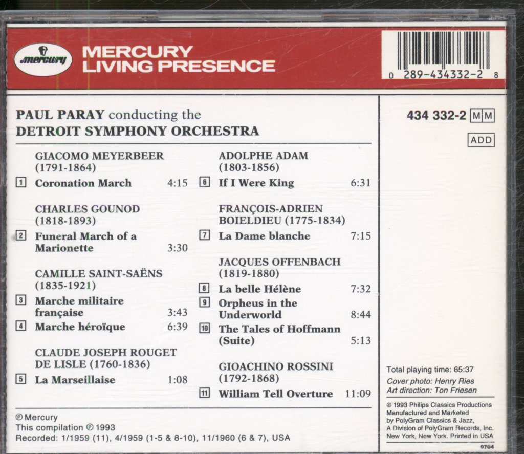 Paul Paray, Detroit Symphony Orchestra - Marches And Overtures À La Française - Cd