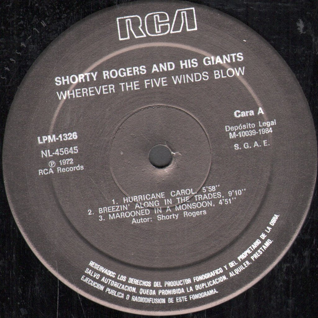 Shorty Rogers Quintet - Wherever The Five Winds Blow - Lp