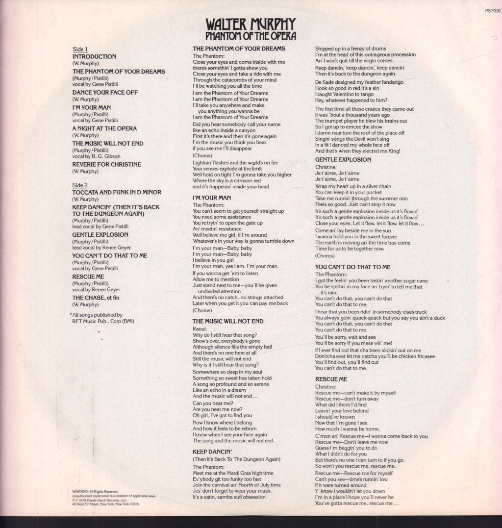 Walter Murphy - Phantom Of The Opera - Lp