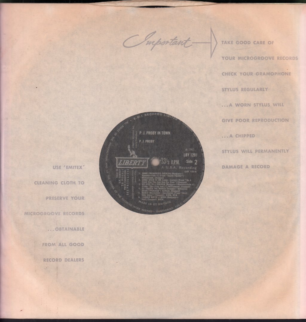 P.J. Proby - In Town - Lp