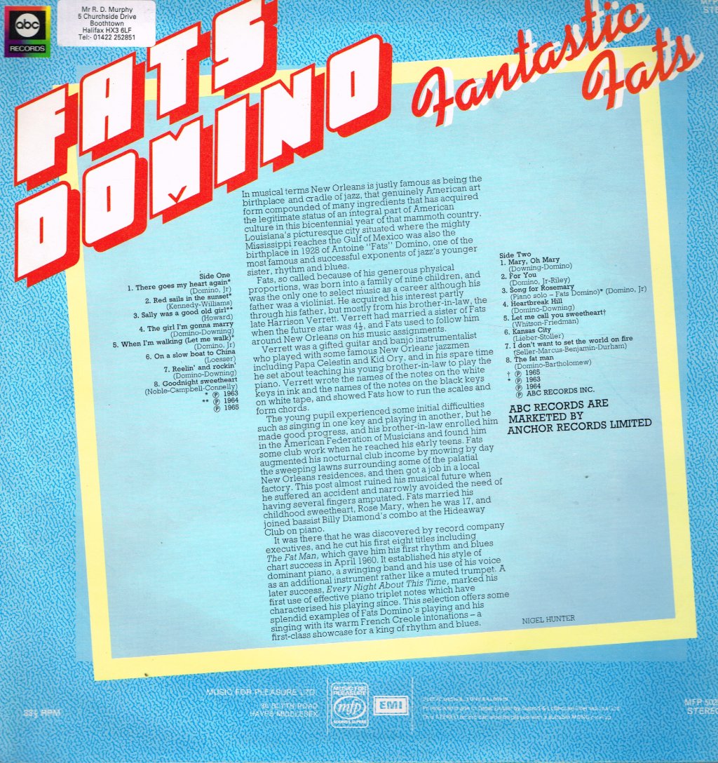 Fats Domino - Fantastic Fats - Lp