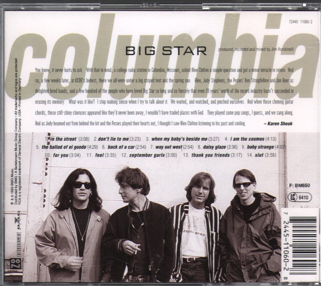 Big Star - Columbia (Live At Missouri University 4/25/93) - Cd