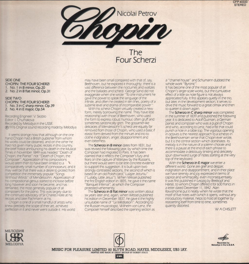 Nikolai Petrov - Chopin - Four Scherzi - Lp