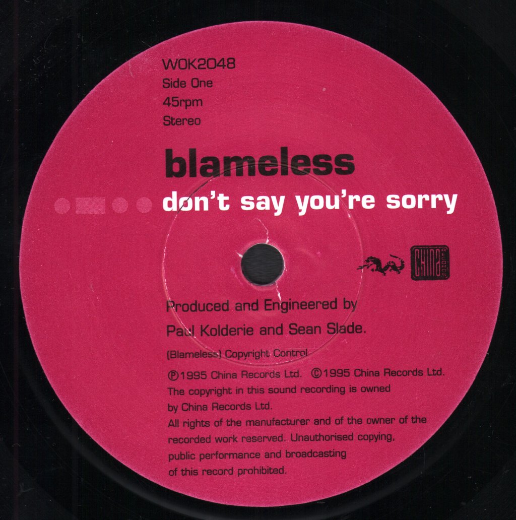 Blameless - Don't Say You're Sorry - 7 Inch