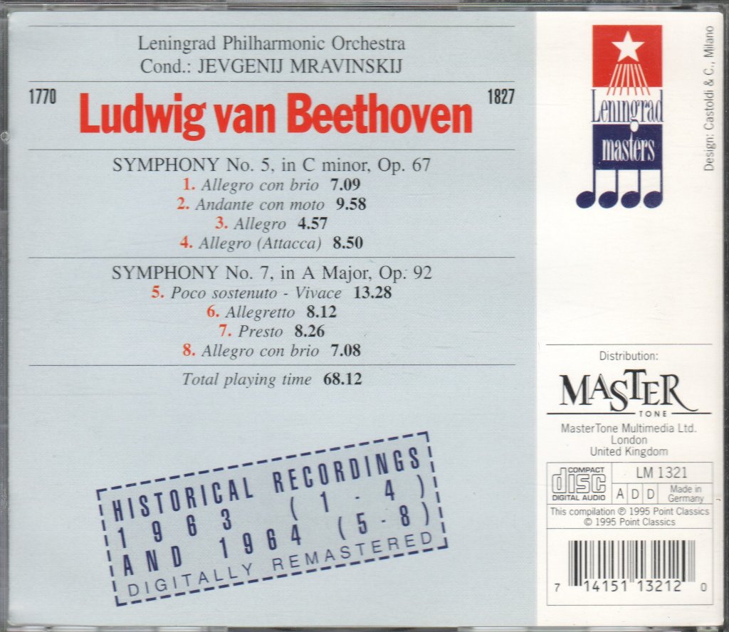 Jevgenij Mravinskij, Leningrad Philharmonic Orchestra - Beethoven; Sys. 5 & 7 - Cd