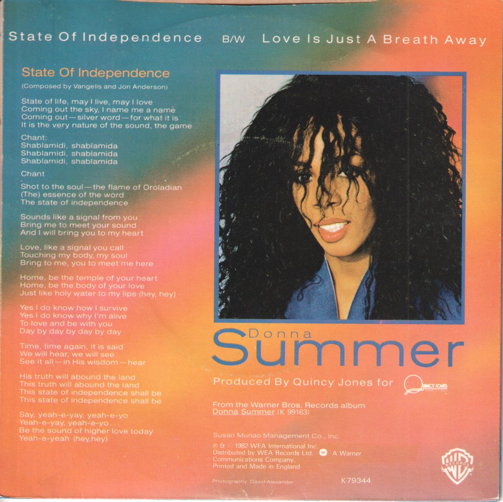 Donna Summer - State Of Independence - 7 Inch