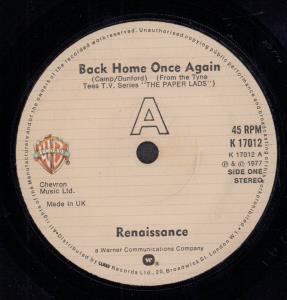 Renaissance (Rock/Prog Group) - Back Home Once Again - 7 Inch