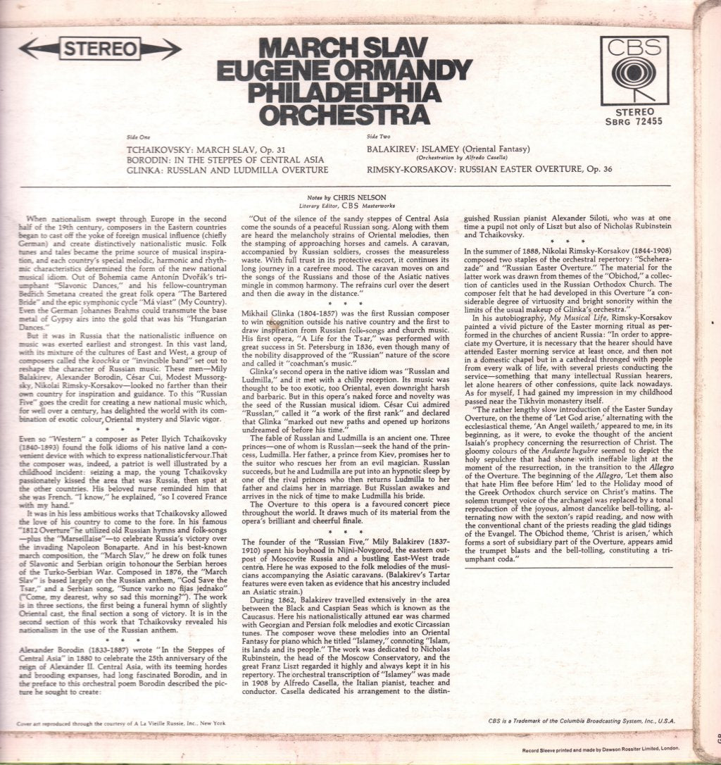 Philadelphia Orchestra / Eugene Ormandy - March Slav - Lp