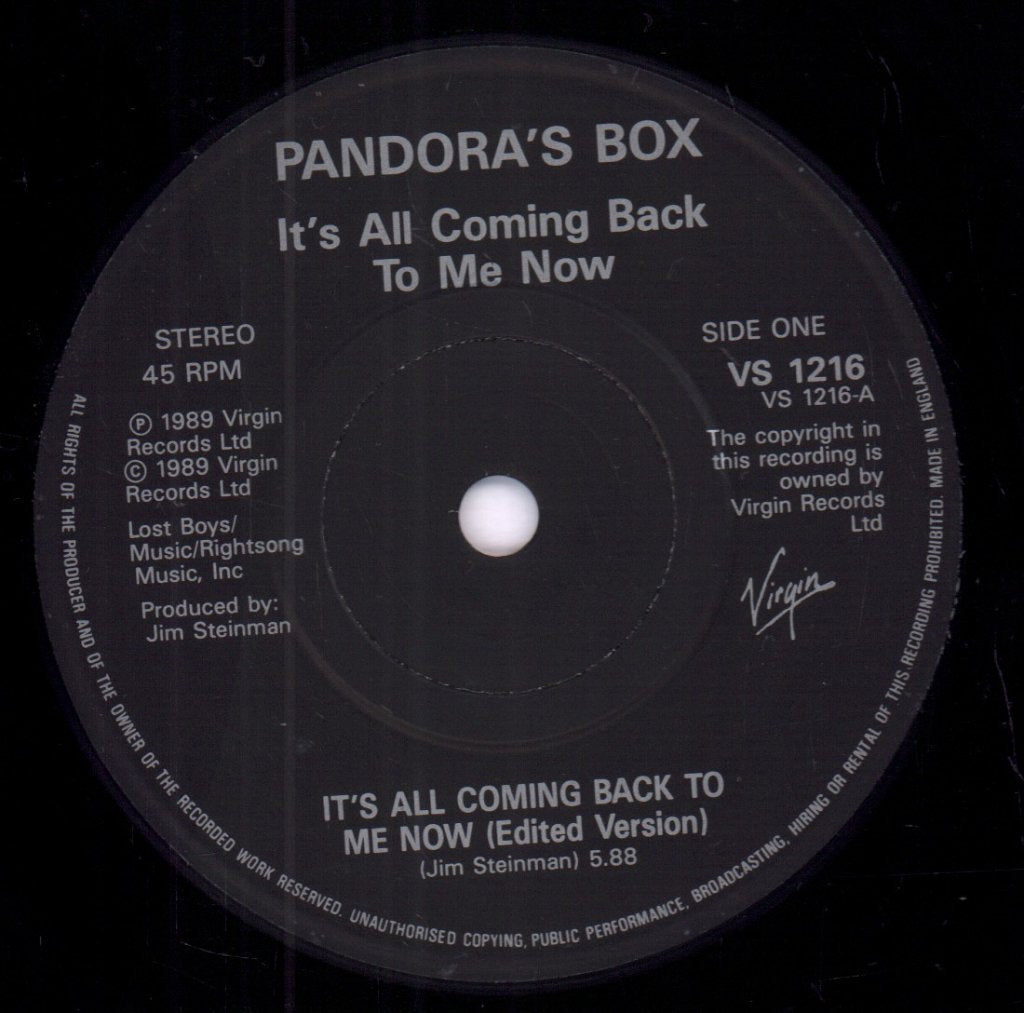 Pandora's Box (Us) - It's All Coming Back To Me Now - 7 Inch