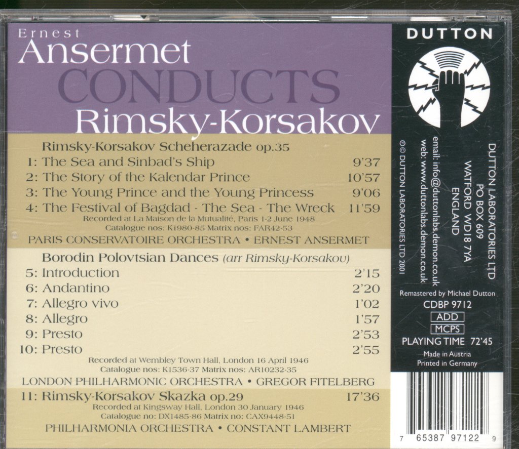 Various Artists - Ernest Ansermet Conducts Rimsky-Korsakov - Cd