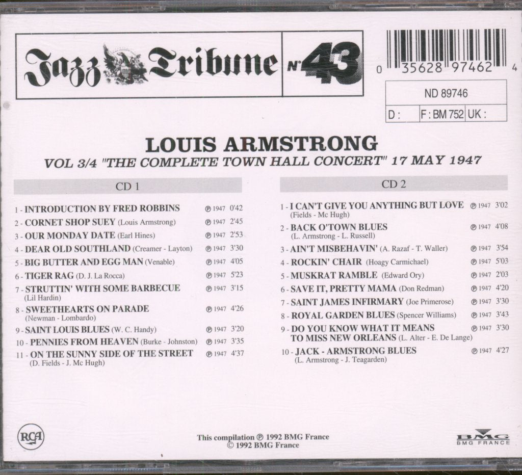 Louis Armstrong - Louis Armstrong At Town Hall "The Complete Town Hall Concert" 17 May 1947 - Double Cd
