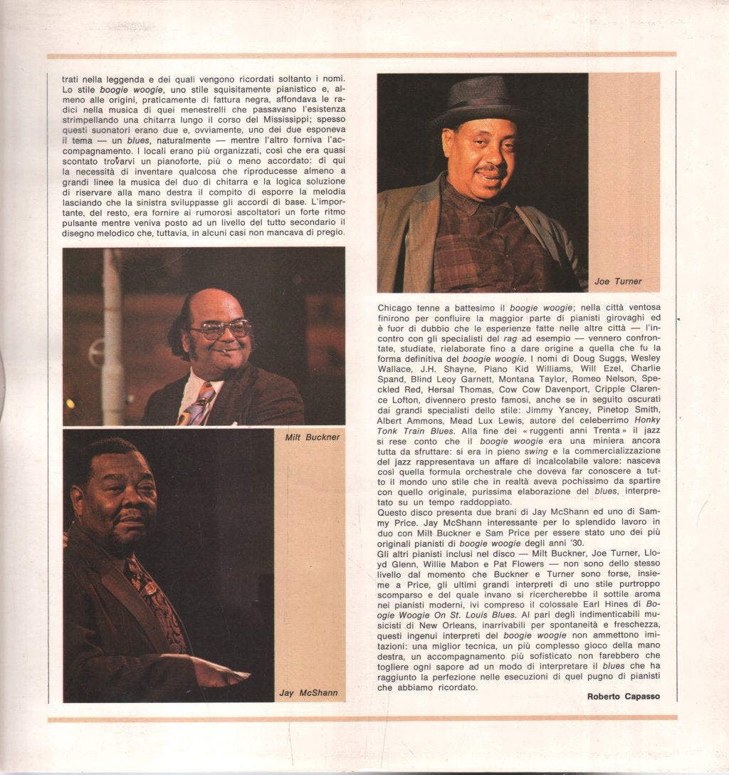 Jay Mcshann Milt Buckner Joe Turner And Sammy Price - I Giganti Del Jazz 63 - Lp