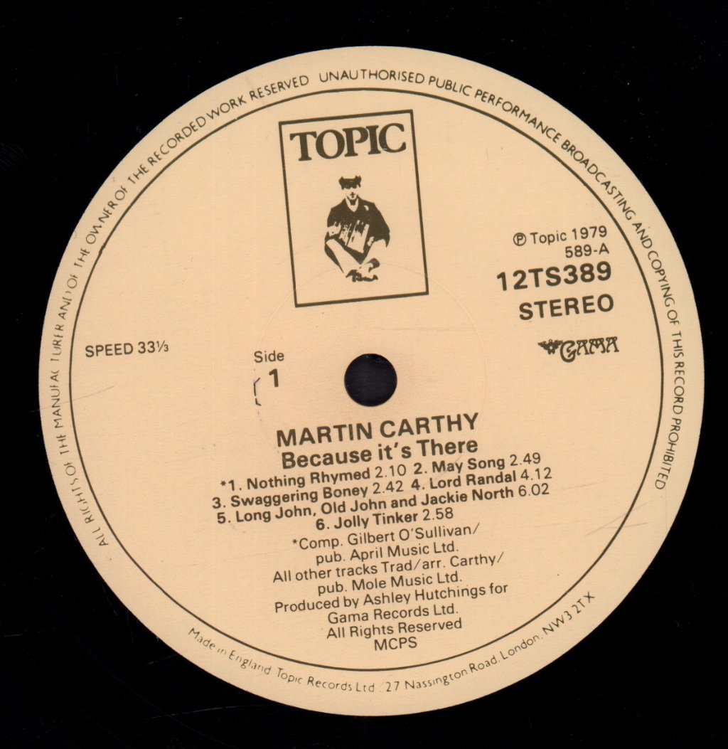 Martin Carthy - Because It's There - Lp