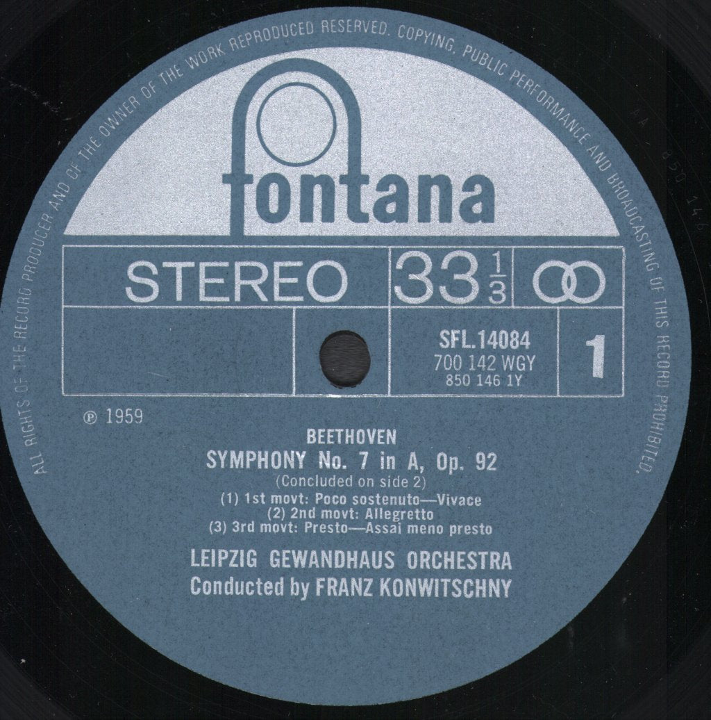 Leipzig Gewandhaus Orchestra / Franz Konwitschny - Beethoven - Symphony No. 7 In A, Op.92 / Symphony No.8 In F, Op.93 - Lp