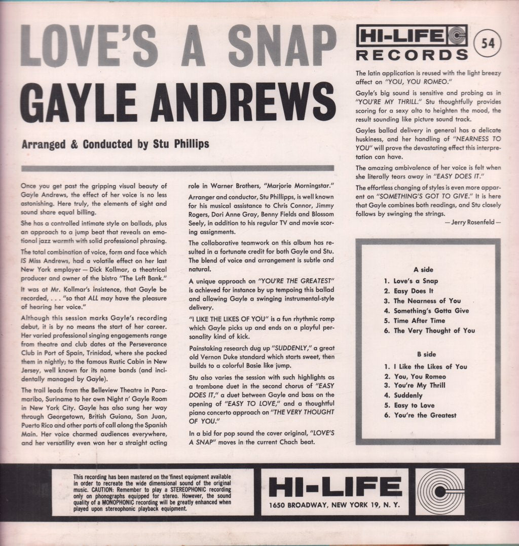Gayle Andrews - Love’s A Snap! - Lp