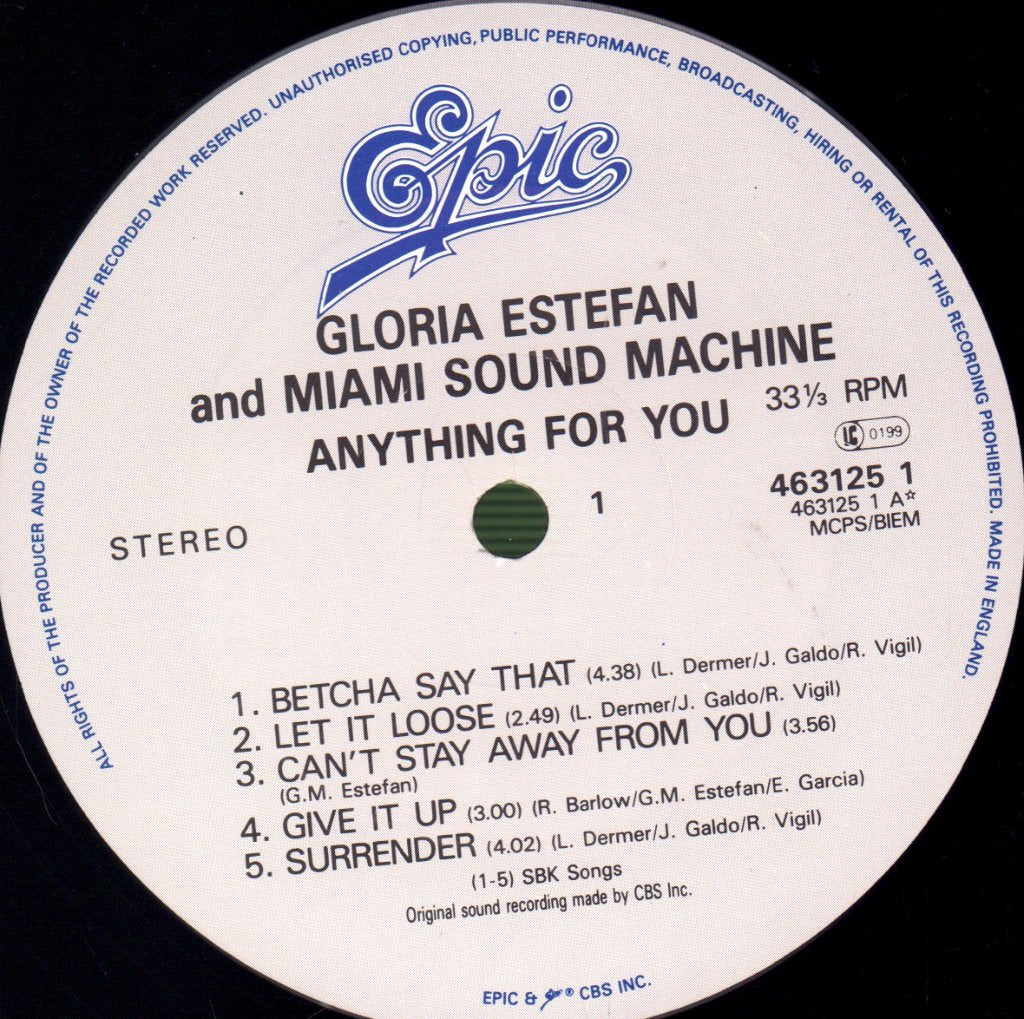 Gloria Estefan And Miami Sound Machine - Anything For You - Lp