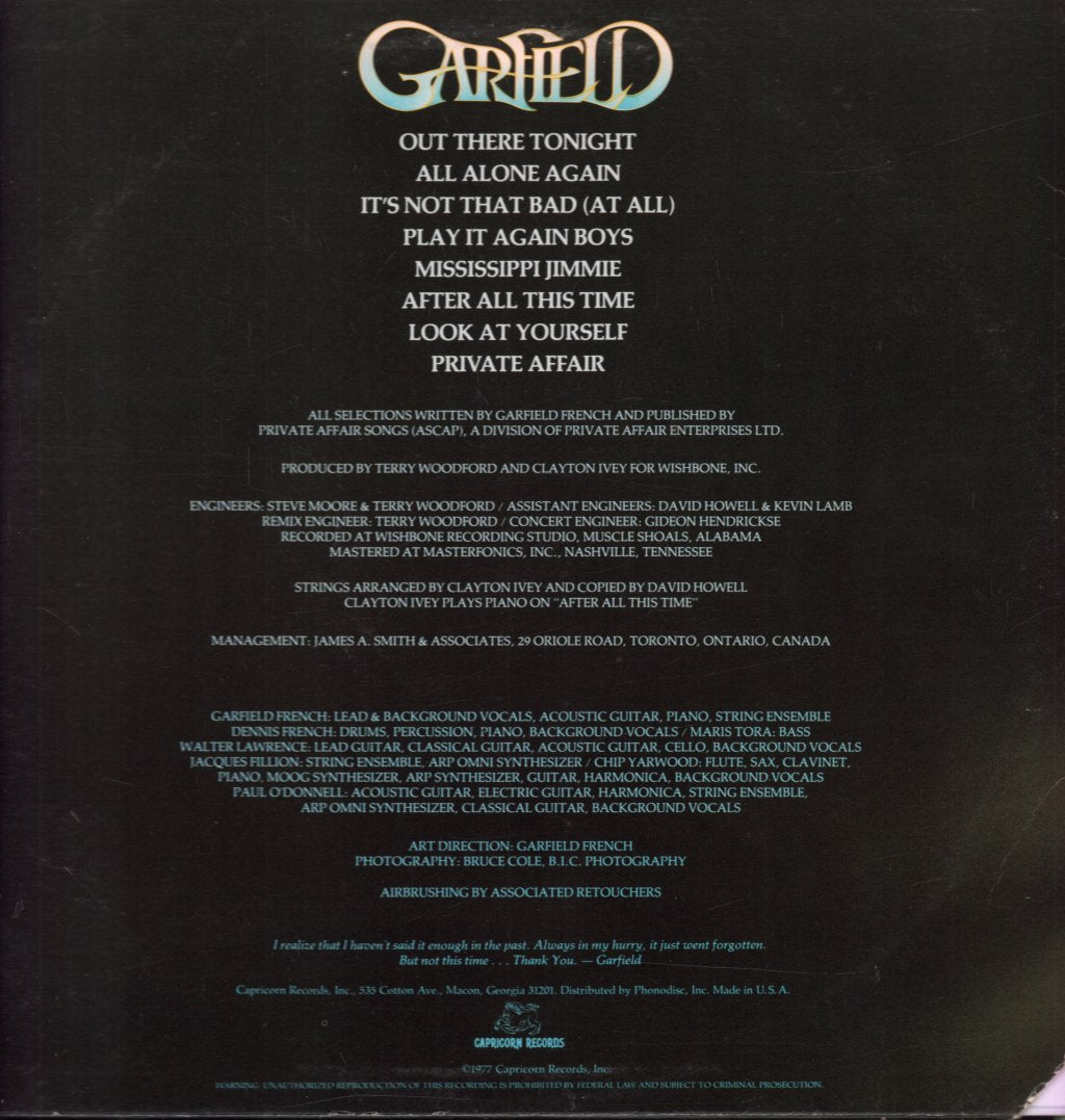 Garfield - Out There Tonight - Lp
